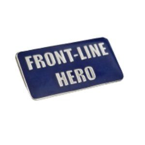 🟢3/$15 Front-Line Hero Enamel Tac Pin Navy & Silver Lettering  1 In by 1 in